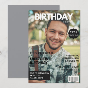 Invitaciones para cumpleaños número 27 para él Rev