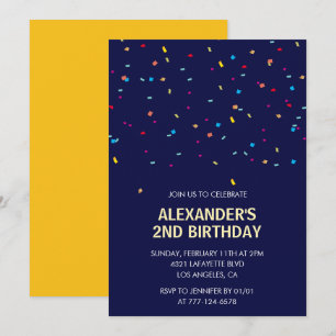 invitaciones para cumpleaños número 2 Niño Confeti