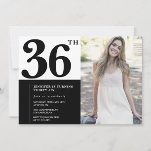 Invitaciones para cumpleaños número 36 con foto en