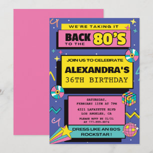 Invitaciones para cumpleaños número 36 con temátic