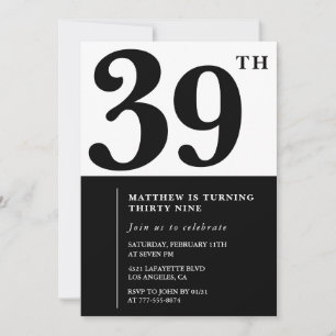 invitaciones para cumpleaños número 39 Elegantes N