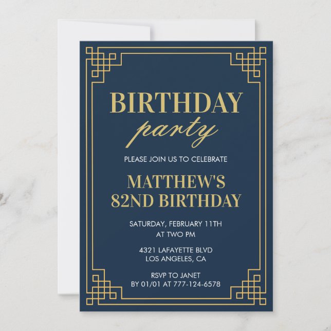 invitaciones para cumpleaños número 82 Fiesta de c (Anverso)