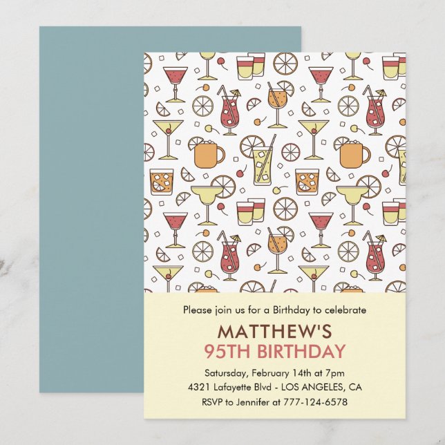 invitaciones para cumpleaños número 95 hombres pat (Anverso / Reverso)