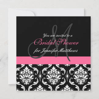 Invitaciones para damasco en monograma de ducha de