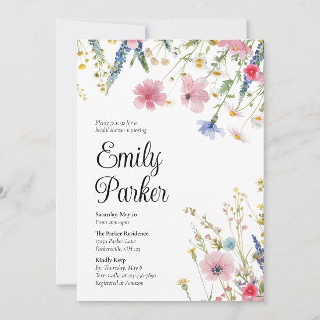 Invitaciones para Desayuno de Novia de Flores Silv (Anverso)