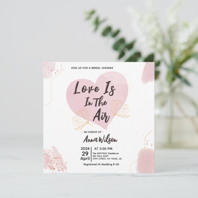 Invitaciones para Despedida de Soltera: El Amor Es (Anverso de pie)