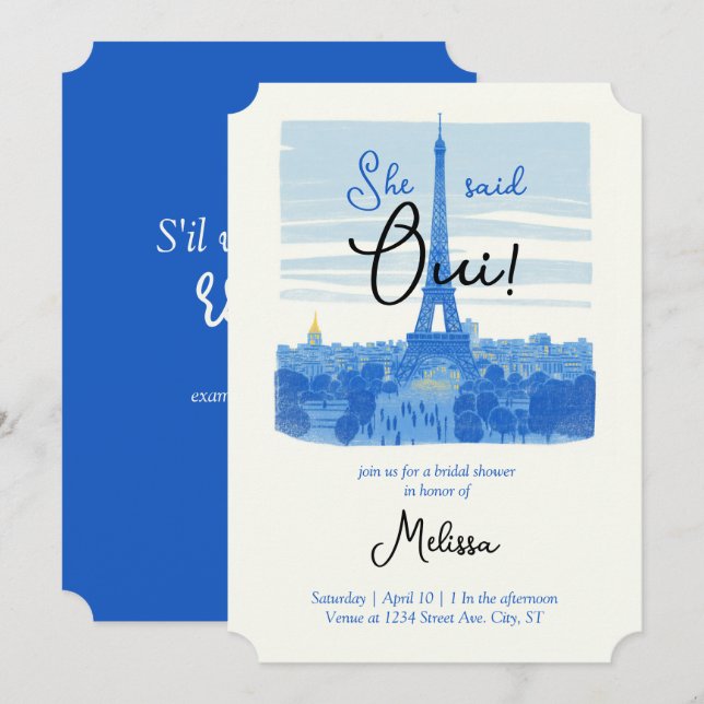 invitaciones para despedida de soltera en la Torre (Anverso / Reverso)