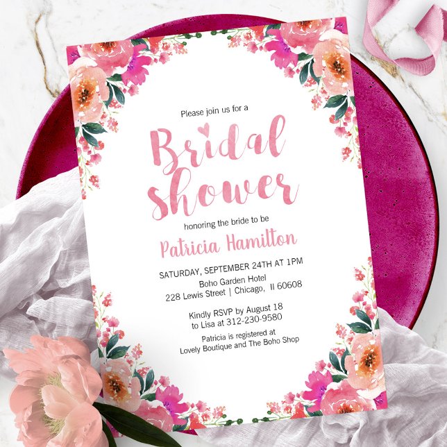Invitaciones para Despedida de Soltera Floral Rosa (Subido por el creador)