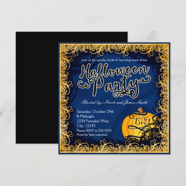 Invitaciones para divertirse en la fiesta de Hallo (Anverso / Reverso)