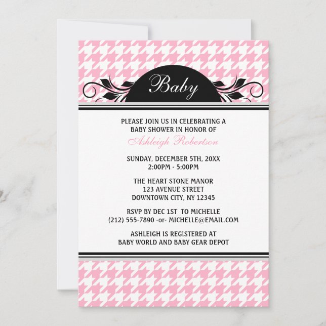 Invitaciones para ducha con gafas rosas y blancas (Anverso)