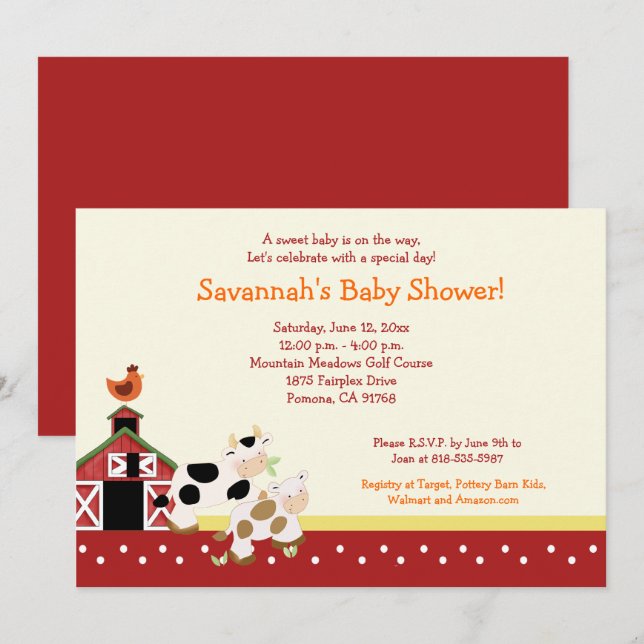 Invitaciones para ducha de bebé en el patio de la  (Anverso / Reverso)