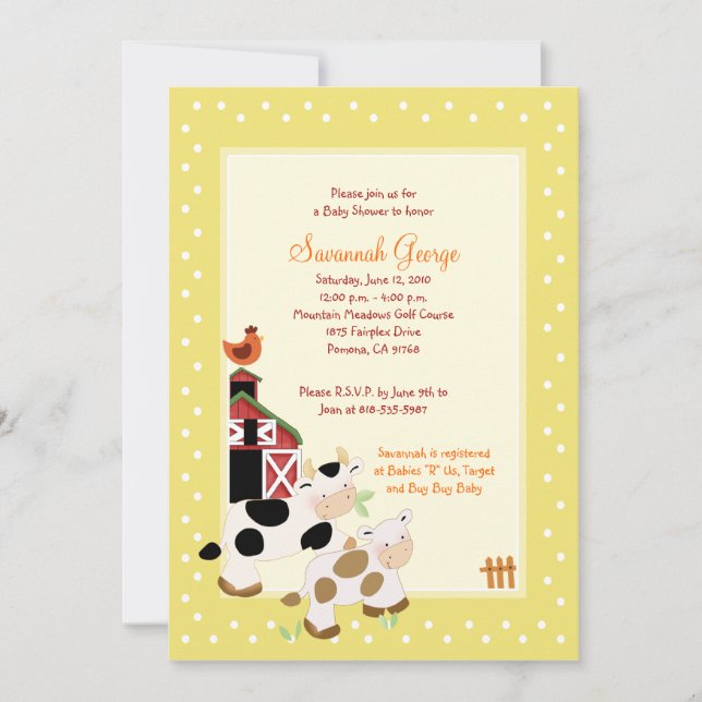 Invitaciones para ducha de bebé en el patio de la  (Anverso)