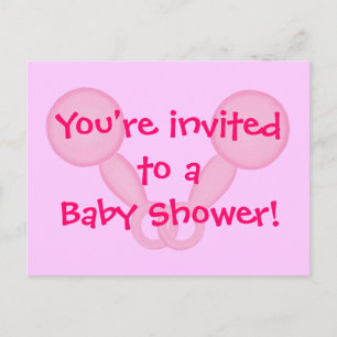 Invitaciones para ducha de bebé Pink Baby Rattales