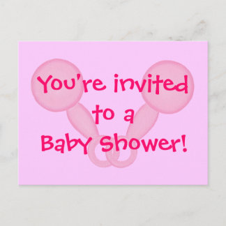 Invitaciones para ducha de bebé Pink Baby Rattales