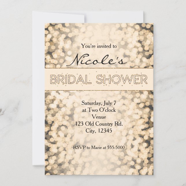 Invitaciones para DUCHA DE NOVIA con Luces Brillan (Anverso)