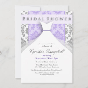 Invitaciones para ducha de novia de Damasco Lilac/