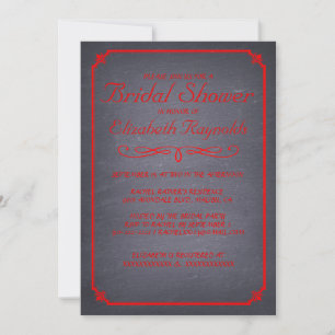 Invitaciones para ducha de novias rojas y negras d