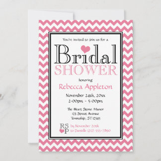 Invitaciones para ducha de novias rosa y blanca de