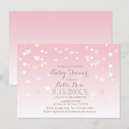 Invitaciones para ducharse de bebé de corazón rosa