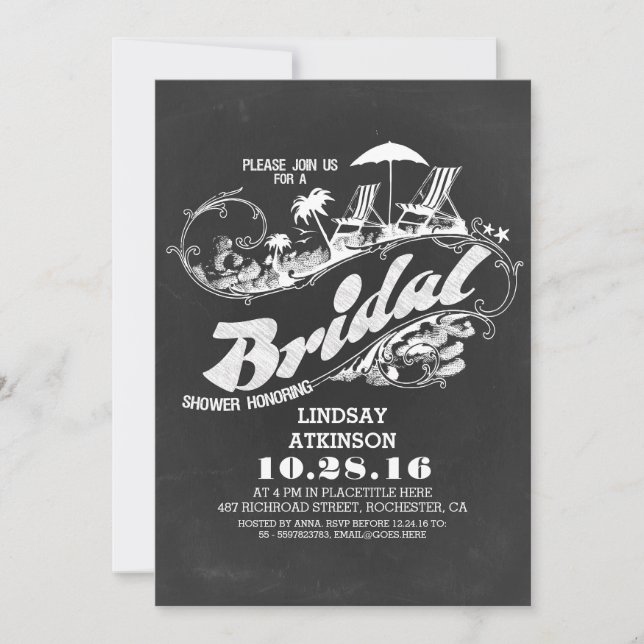 invitaciones para duchas de novias en la playa de  (Anverso)