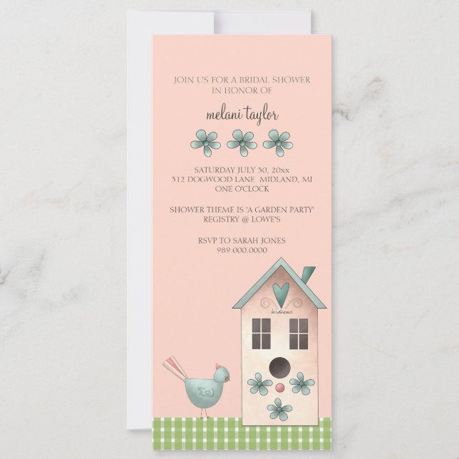 Invitaciones para duchas nupciales o evento de Fie (Anverso)