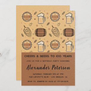 Invitaciones para el 100 cumpleaños Beer Rustic Me