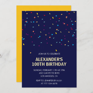 Invitaciones para el 100 cumpleaños Confetti Moder