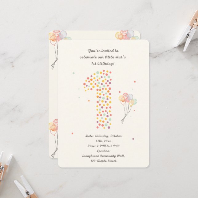 Invitaciones para el 1er Cumpleaños (Anverso/Reverso In Situ)