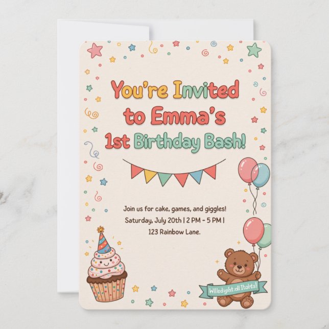 Invitaciones para el 1er cumpleaños (Anverso)
