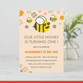 Invitaciones para el 1er cumpleaños de Abeja Nuest