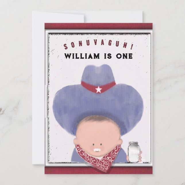 Invitaciones para el 1er cumpleaños de niño (Anverso)