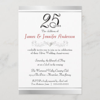 Invitaciones para el 25º Aniversario de Bodas de P
