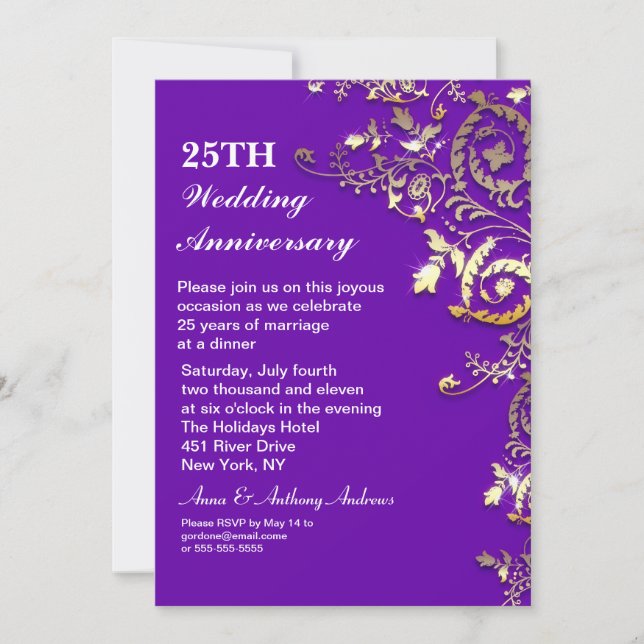 Invitaciones para el 25º aniversario de Purple ele (Anverso)