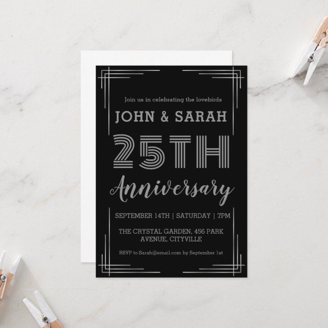invitaciones para el 25º aniversario del boda de p (Anverso/Reverso In Situ)