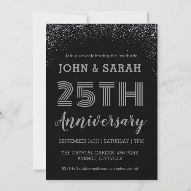 invitaciones para el 25º aniversario del boda de p (Anverso)
