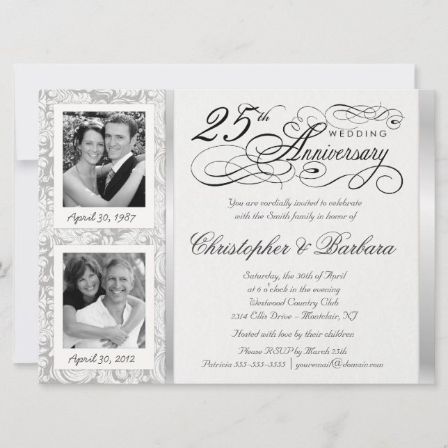 Invitaciones para el 25º aniversario - Entonces y  (Anverso)
