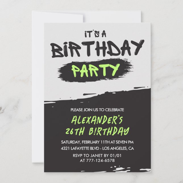 Invitaciones para el 26 cumpleaños de hombres Graf (Anverso)