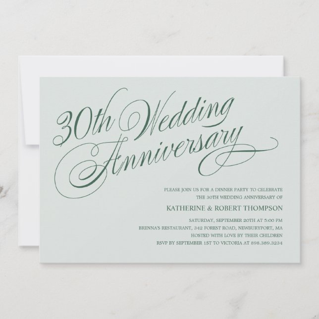 Invitaciones para el 30º Aniversario de Boda de Pe (Anverso)