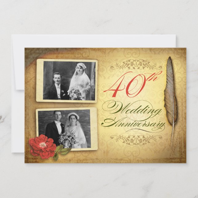 Invitaciones para el 40 aniversario de casados con (Anverso)