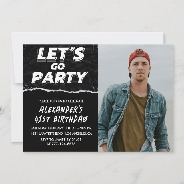 Invitaciones para el 41 cumpleaños hombres foto ne (Anverso)