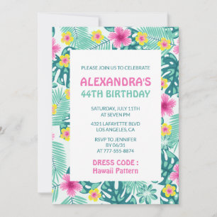 invitaciones para el 44 cumpleaños Hibiscus Hawaii