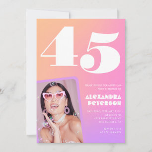 Invitaciones para el 45º cumpleaños Retro Photo