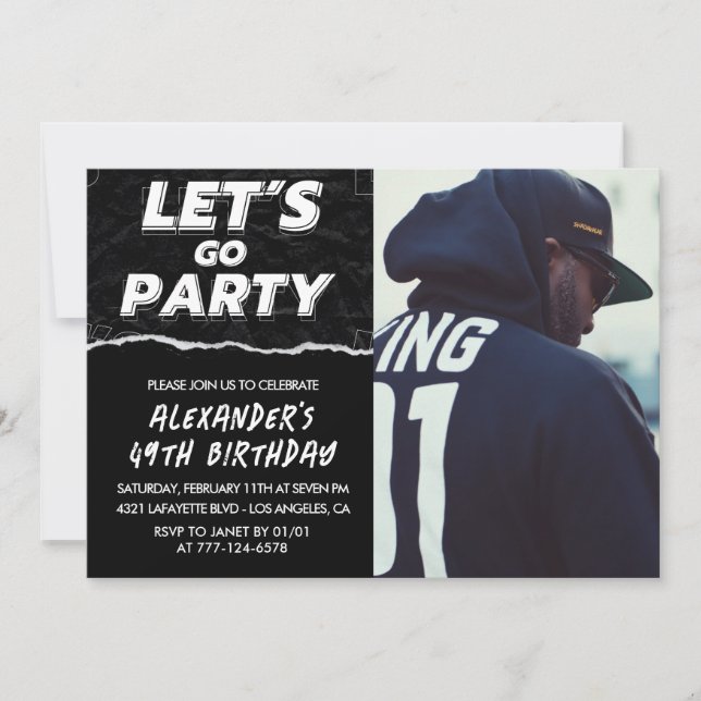 Invitaciones para el 49 cumpleaños de hombres foto (Anverso)