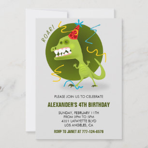 Invitaciones para el 4to cumpleaños de dinosaurio 