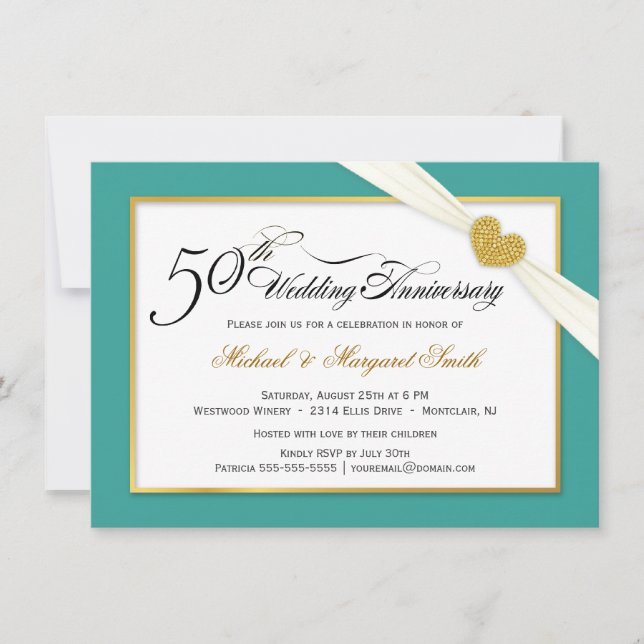 Invitaciones para el 50º Aniversario - Verde Turqu (Anverso)