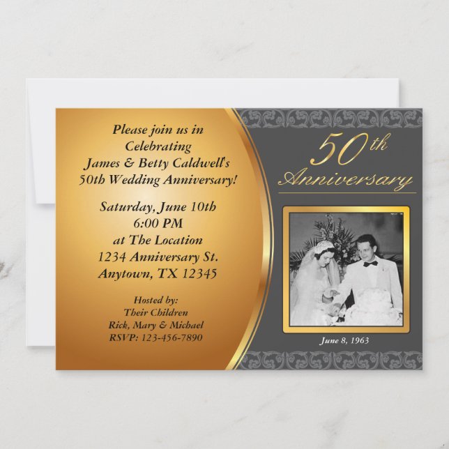 Invitaciones para el 50 Aniversario de Boda (Anverso)