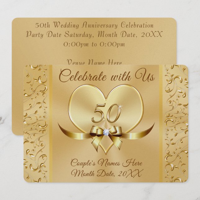 Invitaciones para el 50° Aniversario del Boda de O (Anverso / Reverso)