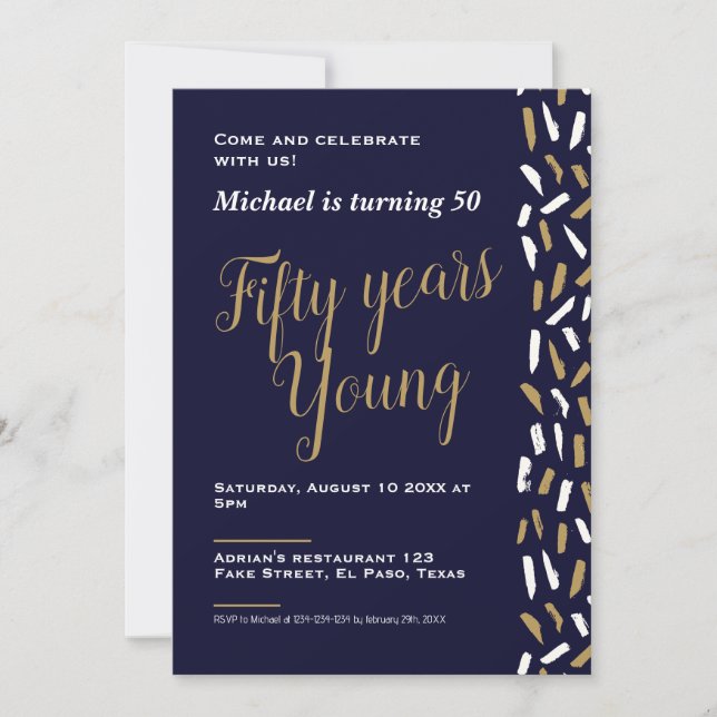 Invitaciones para el 50 cumpleaños: Cincuenta años (Anverso)