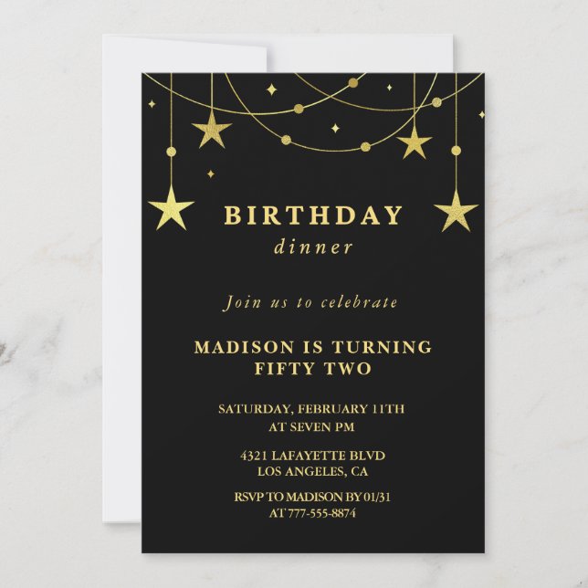 invitaciones para el 52 cumpleaños de Black Gold S (Anverso)