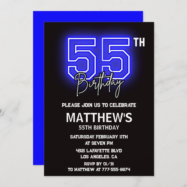Invitaciones para el 55º cumpleaños de Black Men S (Anverso / Reverso)